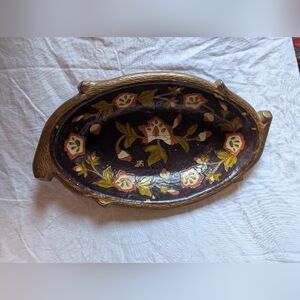 2/40$ Brass Floral Oval Decorative Bowl